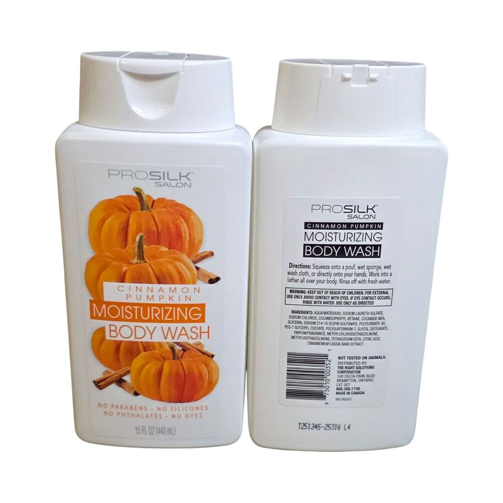 🌺2pk PRO SILK SALON CINNAMON PUMPKIN MOISTURIZING SOFT SKIN BODY WASH 15oz